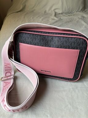 Michael Kors Pink and Black Crossbody Camera Bag